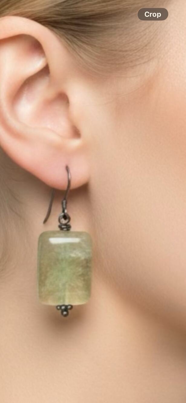 Vintage Sterling Silver Tourmalinated Quartz Drop Earrings